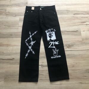 Tupac Hugo Boss Black Straight Jeans with Graphic Design